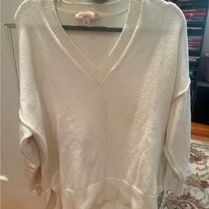 Philosophy Cream V-Neck Sweater - Lightweight Knit